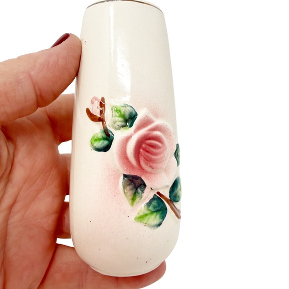 Vintage 1940s Japan Salt & Pepper Shakers Raised Roses Ceramic - Picture 5 of 11